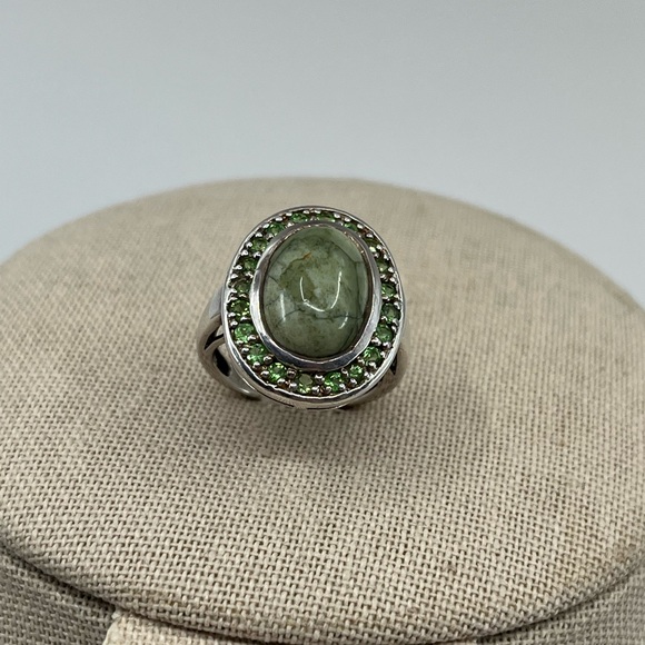 Vintage Sterling Silver Ring with Serpentine Gemstone – Size 6.5 - Picture 9 of 15